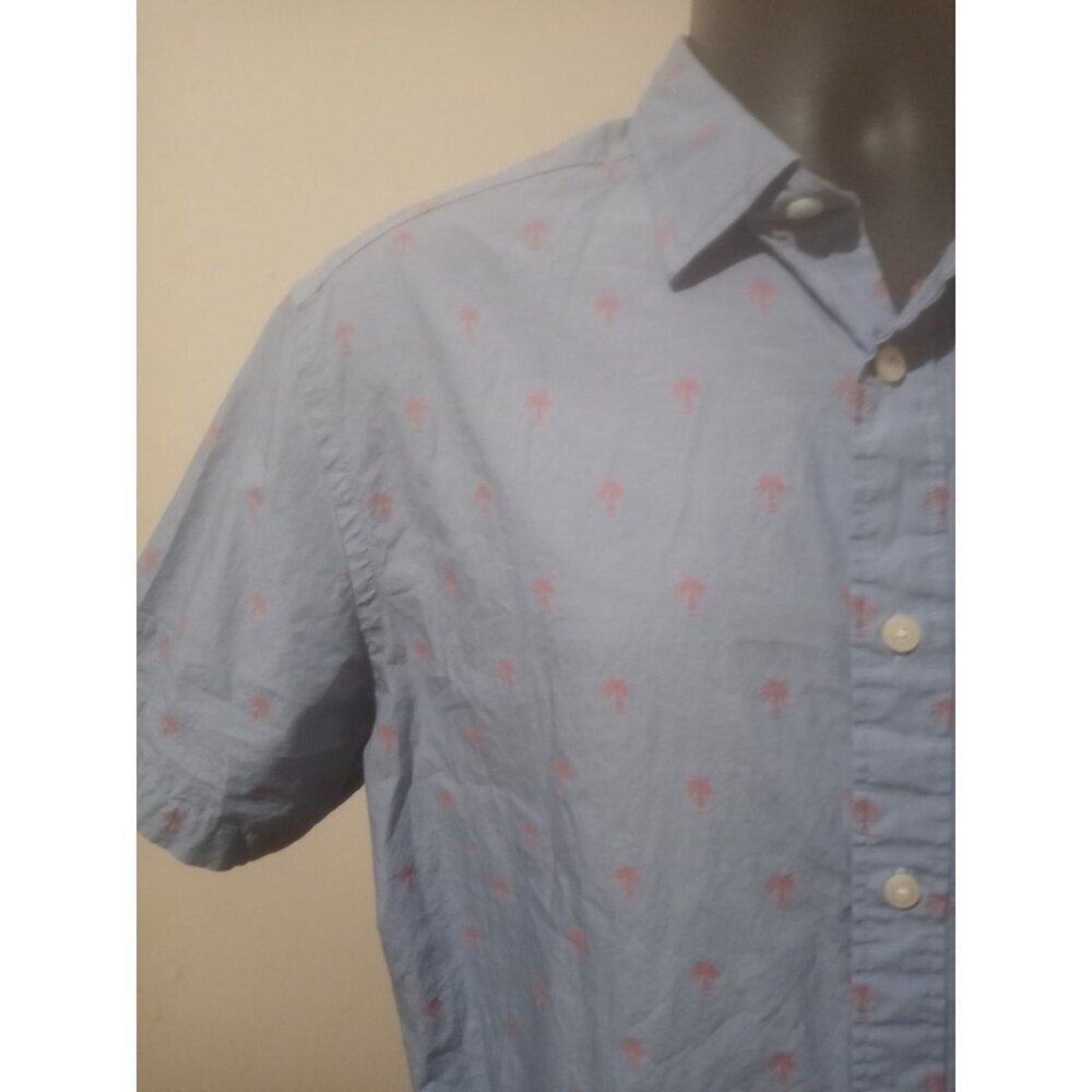 UNTUCKit Men's Light Blue Short Sleeve Hamilton Button Down Shirt Palm Tree Sz L - Picture 5 of 12